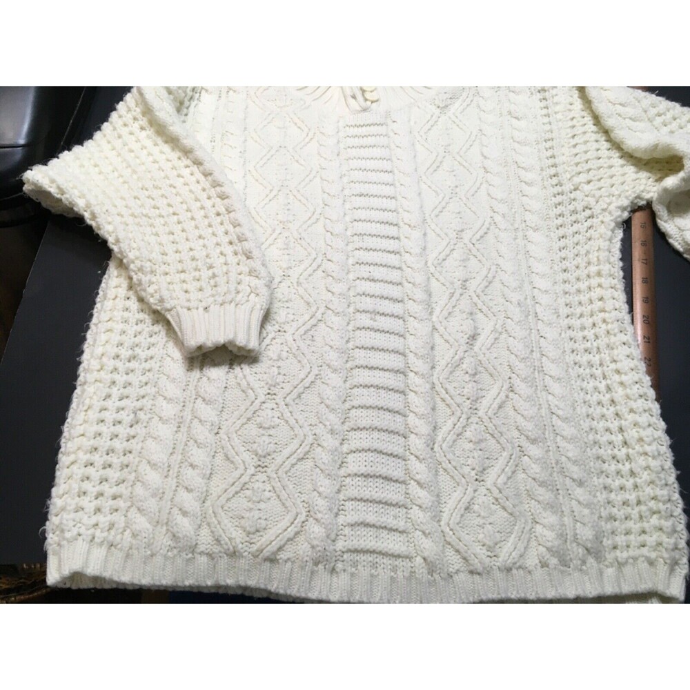 Vintage E.V.E. Ltd Ladies Ivory Cable Knit Pullover 18 W, Acrylic, Bulky Knit